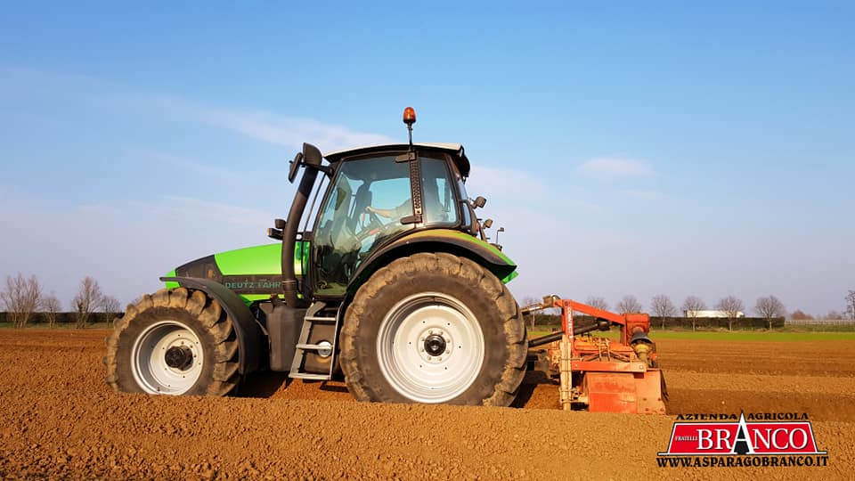 Preparazione del terreno per la stagione 2021 degli asparagi